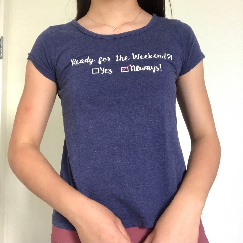 Girls Blue Tee with Criss-Cross Back